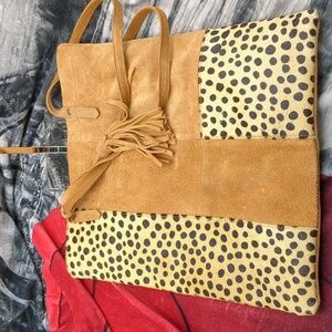 Stylish Tan and Black Tote Bag